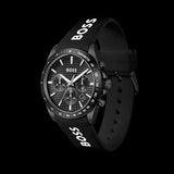 Hugo Boss Strike Chronograph Black Dial Black Rubber Strap Watch for Men - 1514289