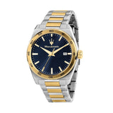 Maserati Velocità Date Blue Dial Two Tone Steel Strap Watch for Men - R8853152001