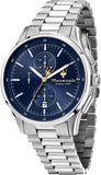 Maserati Sorpasso Chronograph Blue Dial Silver Steel Strap Watch for Men - R8873624004