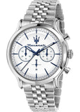 Maserati Epoca Chronograph White Dial Silver Steel Strap Watch for Men - R8873618034