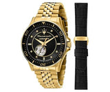 Maserati SFIDA Special Edition Automatic Black Dial Gold Steel Strap Watch for Men - R8823140012