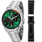 Maserati Sorpasso Chronograph Green Dial Silver Steel Strap Watch for Men - R8873624002