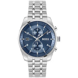 Hugo Boss Skytraveller Chronograph Blue Dial Silver Steel Strap Watch for Men - 1514216