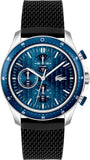 Lacoste Neoheritage Chronograph Blue Dial Black Silicone Strap Watch for Men - 2011252