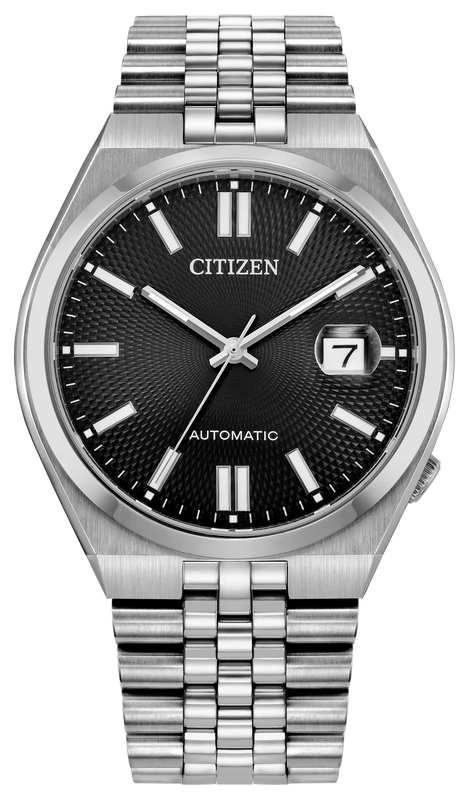 Citizen Tsuyosa 60 Automatic Black Dial Silver Steel Strap Watch for Men - NK0020-55E