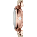 Emporio Armani Gianni T-Bar Silver Dial Beige Leather Strap Watch for Women - AR1687