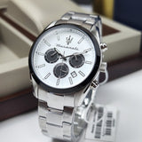 Maserati Attrazione Chronograph White Dial Silver Steel Strap Watch for Men - R8853151004