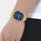 Lacoste Tiebreaker Chronograph Blue Dial Gold Steel Strap Watch for Men - 2011151