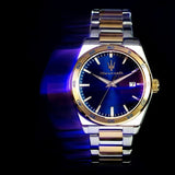 Maserati Velocità Date Blue Dial Two Tone Steel Strap Watch for Men - R8853152001