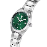 Maserati Competizione Green Dial Silver Steel Strap Watch for Men - R8853100043