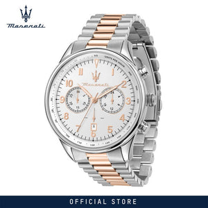 Maserati Tradizione Chronograph White Dial Two Tone Steel Strap Watch for Men - R8873646002