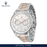 Maserati Tradizione Chronograph White Dial Two Tone Steel Strap Watch for Men - R8873646002