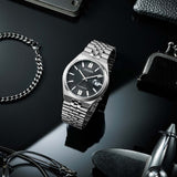 Citizen Tsuyosa 60 Automatic Black Dial Silver Steel Strap Watch for Men - NK0020-55E
