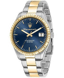 Maserati Competizione Blue Dial Two Tone Steel Strap Watch for Men - R8853100027