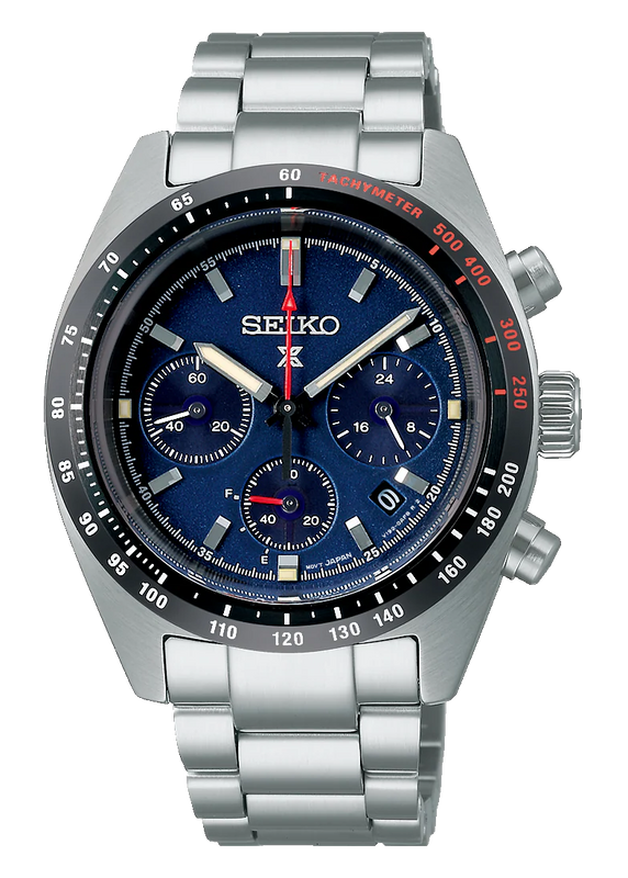 Seiko Prospex Speedtimer Solar Chronograph Blue Dial Silver Steel Strap Watch for Men - SSC815