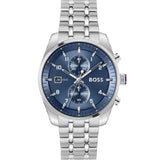 Hugo Boss Skytraveller Chronograph Blue Dial Silver Steel Strap Watch for Men - 1514216