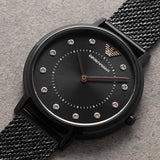 Emporio Armani Kappa Black Dial Black Mesh Strap Watch for Women - AR11252