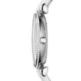 Emporio Armani Gianni T-Bar Silver Dial White Leather Strap Watch for Women - AR1680