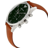 Emporio Armani Beta Chronograph Green Dial Brown Leather Strap Watch for Men - AR1941