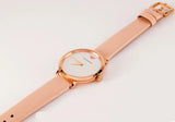 Emporio Armani Modern Silver Dial Pink Leather Strap Watch for Women - AR11160