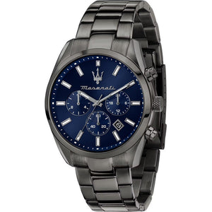 Maserati Attrazione Chronograph Blue Dial Grey Steel Strap Watch for Men - R8853151012