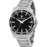 Maserati Velocità Date Black Dial Silver Steel Strap Watch for Men - R8853152002