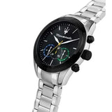 Maserati Traguardo Chronograph Black Dial Silver Steel Strap Watch for Men - R8873612061