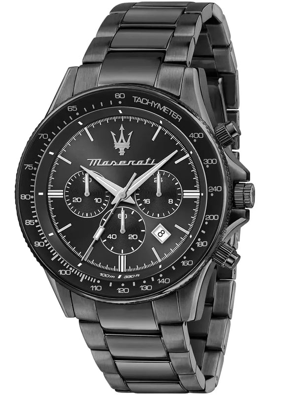 Maserati SFIDA Limited Edition Chronograph Black Dial Black Steel Strap Watch for Men - R8873640016