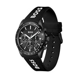 Hugo Boss Strike Chronograph Black Dial Black Rubber Strap Watch for Men - 1514289