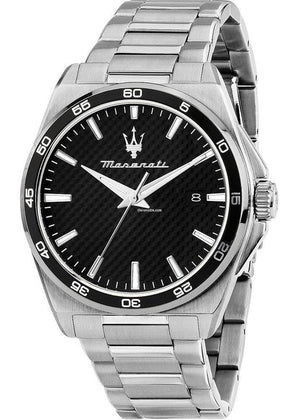 Maserati Velocità Date Black Dial Silver Steel Strap Watch for Men - R8853152002