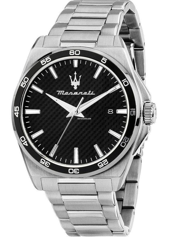 Maserati Velocità Date Black Dial Silver Steel Strap Watch for Men - R8853152002