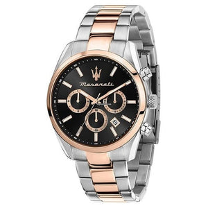 Maserati Attrazione Chronograph Black Dial Two Tone Steel Strap Watch for Men - R8853151002