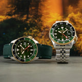 Seiko 5 Sports Forest Green Sunrise Limited Edition Green Dial Silver Steel Strap Watch for Men - SSK050K1