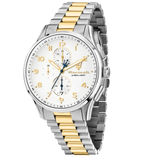 Maserati Sorpasso Chronograph White Dial Two Tone Steel Strap Watch for Men - R8873624003