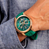 Maserati Successo Chronograph Green Dial Green Silicone Strap Watch for Men - R8871621038