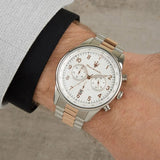 Maserati Tradizione Chronograph White Dial Two Tone Steel Strap Watch for Men - R8873646002
