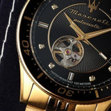 Maserati SFIDA Special Edition Automatic Black Dial Gold Steel Strap Watch for Men - R8823140012