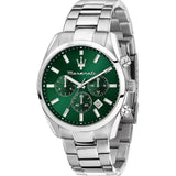 Maserati Attrazione Chronograph Green Dial Silver Steel Strap Watch for Men - R8853151011