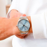 Tissot PR 100 Ice Blue Dial Silver Steel Strap Watch for Men - T150.410.11.351.00