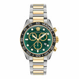 Versace Greca Dome Chronograph Green Dial Two Tone Steel Strap Watch for Men - VE6K00423
