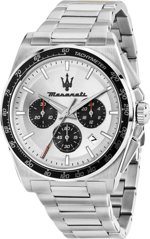 Maserati Velocità Chronograph Silver Dial Silver Steel Strap Watch for Men - R8873652006