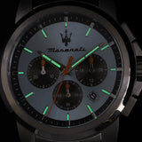 Maserati Successo Chronograph Ice Blue Dial Silver Steel Strap Watch for Men - R8873621044