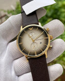 Emporio Armani Retro Chronograph Brown Dial Brown Leather Strap Watch for Men - AR1755