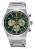 Seiko Sport Conceptual Chronograph Green Dial Silver Steel Strap Watch for Men - SSB461P1