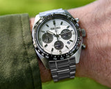 Seiko Prospex Speedtimer Solar Chronograph White Dial Silver Steel Strap Watch for Men - SSC813