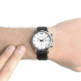 Emporio Armani Luigi Chronograph White Dial Black Leather Strap Watch for Men - AR1810