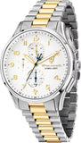 Maserati Sorpasso Chronograph White Dial Two Tone Steel Strap Watch for Men - R8873624003