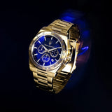 Maserati Velocità Chronograph Blue Dial Gold Steel Strap Watch for Men - R8873652002