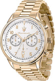 Maserati Tradizione Chronograph White Dial Gold Steel Strap Watch for Men - R8873646003