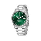 Maserati Competizione Green Dial Silver Steel Strap Watch for Men - R8853100043